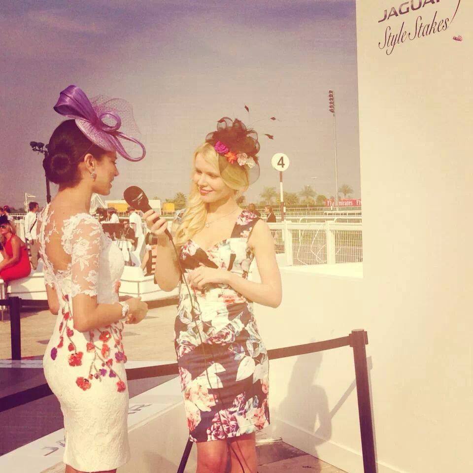 interviewing Jessica Kahawaty - Miss World 2nd runner-up at the Dubai World Cup 2014 for Fashion One